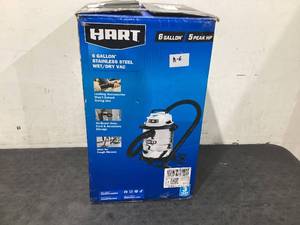 lot 509 image: HART 6 Gallon 5 Peak HP Stainless Steel WetDry Vacuum