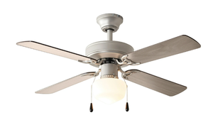 lot 512 image: Mainstays 42 inch Downrod Ceiling Fan with Light Kit, Satin Nickel, 4 Blades, Reverse Airflow