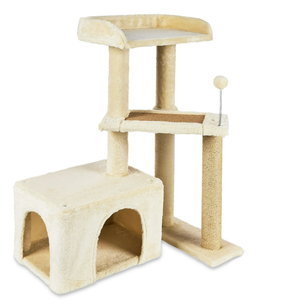 lot 513 image: Vibrant Life 31inch High Cat Condo with Lookout Tower,Beige