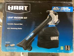 lot 529 image: HART 40V Cordless Leaf Vacuum Kit, (1) 4.0Ah Lithium-Ion Battery
