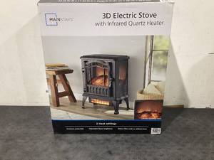 lot 544 image: Mainstays 2-Setting 3D Electric Stove Heater with Life-like Flame, Black