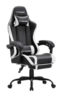 lot 444 image: GTRACING GTWD-200 Ergonomic Gaming Chair with Adjustable Pillows and Footrest , White