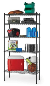 lot 456 image: Hyper Tough Black Wire Shelf 5-Tier 72 H x 36 W x 16 D, 1750lb Total Capacity