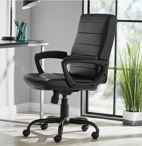 lot 457 image: Mainstays Bonded Leather Mid-Back Managers Office Chair, Black
