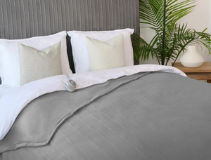 lot 478 image: Sunbeam Twin Blanket Grey Fleece, 12 Heat Settings, 12-Hour Auto Shut-Off, Electric Heated Blanket with Controller, 84 x 62