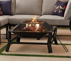 lot 492 image: Mainstays Greyson 30 Square Wood Burning Fire Pit with Mesh Screen, Steel Fire Pit