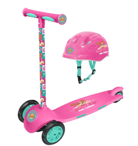 lot 493 image: Paw Patrol 3 Wheel Scooter and Helmet Set - Pink - Skye