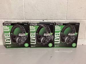 lot 434 image: LOT of 3 RIG 400HX Camo Stereo Gaming Headset for Xbox One