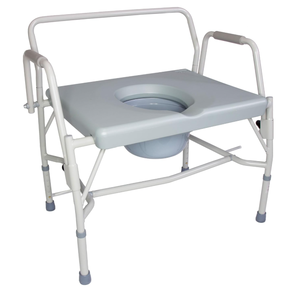 lot 86 image: DMI Drop Arm Portable Toilet Commode, Extra-Wide Seat, 500 Pound Weight Capacity