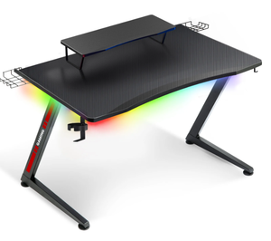 lot 89 image: GTRACING Ergonomic Curved 3-Sided LED Z-Leg Gaming Desk