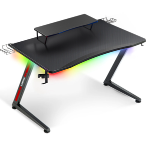 lot 90 image: GTRACING Ergonomic Curved 3-Sided LED Z-Leg Gaming Desk