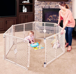 lot 302 image: Toddleroo by North States Superyard 6 Panel Free Standing Play Yard, Indoor or Outdoor Baby Playpen