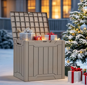 lot 314 image: YITAHOME 31 Gallon Resin Deck Box Outdoor Storage Box and Waterproof Package Delivery Box