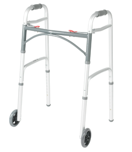 lot 327 image: Drive Medical PreserveTech Deluxe Two Button Folding Walker with 5 Wheels