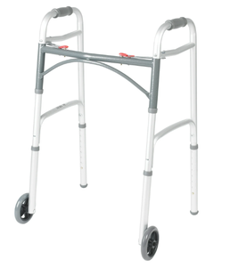 lot 335 image: Drive Medical PreserveTech Deluxe Two Button Folding Walker with 5 Wheels