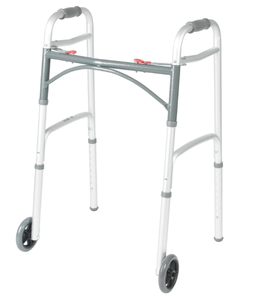 lot 339 image: Drive Medical PreserveTech Deluxe Two Button Folding Walker with 5 Wheels