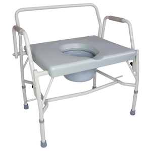 lot 352 image: DMI Drop Arm Portable Toilet Commode, Extra-Wide Seat, 500 Pound Weight Capacity