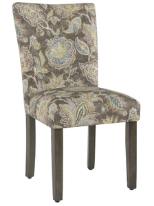 lot 354 image: 2PCS Benjara Floral Print Fabric Upholstered Chair with Wooden Legs