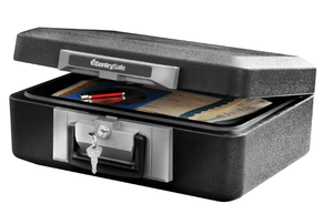 lot 377 image: SentrySafe 1160 Fire-Resistant Box Safe with Key Lock 0.25 cu. ft