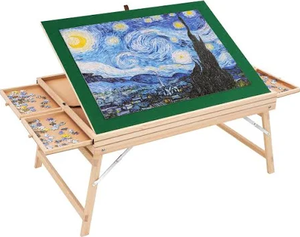 lot 591 image: VEVOR 1500-Piece Puzzle Table, 32.7x24.6 Wooden Jigsaw Plateau with Folding Legs