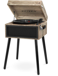 lot 45 image: Victrola VTA-75-FOT Liberty 5-in-1 Turntable Music Entertainment Center with Bluetooth Wireless FM Radio USB Recorder Wood (Farmhouse Oatmeal)