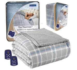 lot 46 image: Thermee Heated Blanket with Sherpa back- Queen Size