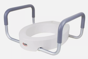 lot 139 image: Carex 3.5 Elevator Toilet Seat with Handles for Round Toilets - White