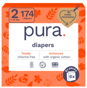 lot 216 image: Pura Sensitive Soft Sustainable Baby Diapers Size 2, 174 Count