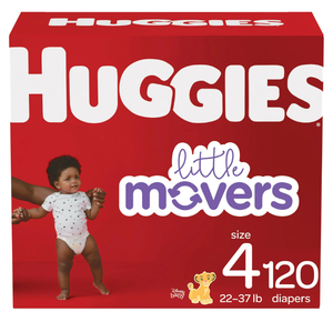 lot 281 image: Huggies Little Movers Baby Diapers, Size 4, 120 Ct