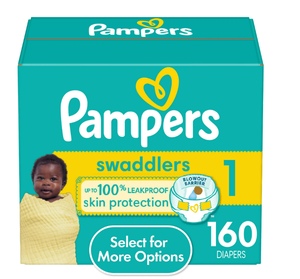 lot 282 image: Pampers Swaddlers Baby Diapers Size 1, 160 Count