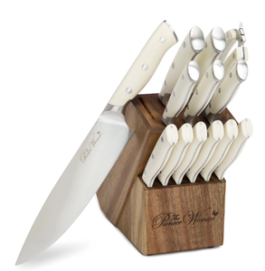 lot 533 image: The Pioneer Woman Pioneer Signature 14-Piece Stainless Steel Knife Block Set, Linen