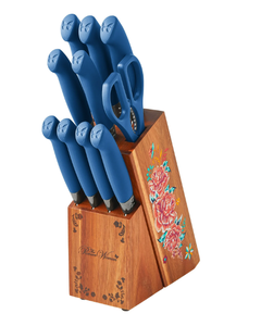 lot 534 image: The Pioneer Woman 11-Piece Stainless Steel Knife Block Set, Dark Blue