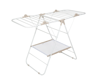 lot 535 image: Mainstays Folding Steel and Mesh Freestanding Wing Clothes Drying Rack, White