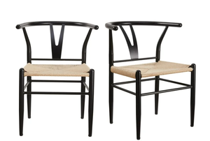 lot 538 image: Better Homes & Gardens Springwood Wishbone Chair 2 Pack, Metal Base with Black Finish