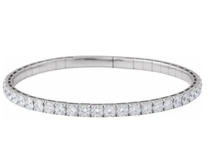 7 14k white gold 4.0 carat diamond flex bangle bracelet