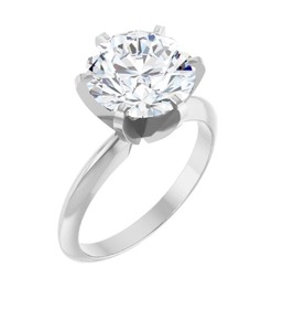 3.18 Carat Round Brilliant Cut Diamond 6 Prong Tiffany Style Solitaire 14K White Or Yellow Gold Ring. IGI Certification.