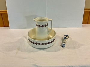 Antique Wash PitcherBowl AND Delft Blue Spoon Rest