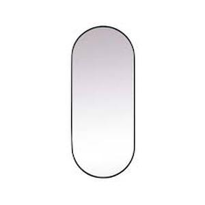 Timeless Home 30 in. W x 72 in. H x Modern Metal Framed Oval Black Mirror  Customer Returns See Pictures