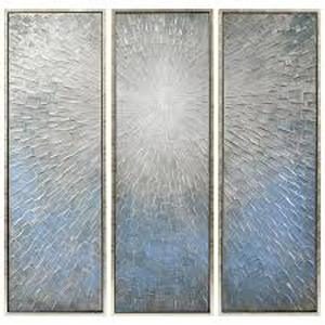 Empire Art Direct MAR-4967-6020-3F Silver Ice Hand Painted, Heavily Textured Bold Metallics Canvas Art By Martin Edwards  Customer Returns See Pictures