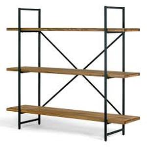 Glamour Home Ailis 56 in. Brown Pine Wood Metal Frame Etagere 3-Wide Shelf Bookcase Media Center 4 Customer Returns See Pictures