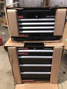 Husky 26 in. W x 12 in. D Standard Duty 4-Drawer Top Tool Chest and Tool Cabinet  in Gloss Black Customer Returns See Pictures