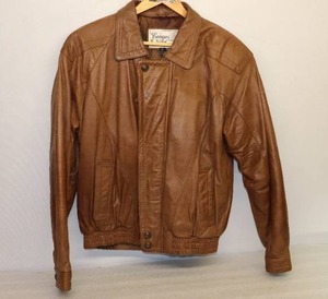 Vintage Ladies Cougar International Camel Suede Leather Satin-Lined Zipper Snap Jacket Coat