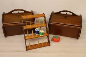Vintage Wooden Sewing Baskets Etc