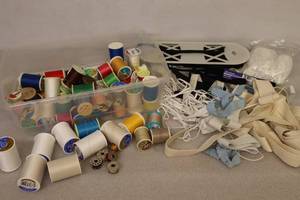 Sewing Quilting Accessories...Thread, Bobbins, Elastic Binding, Velcro Etc