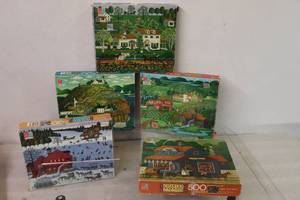 (5) Charles Wyzockis Americana 500-Piece Jigsaw Puzzles