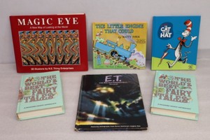 Kids BooksMagic Eye, The Little Engine That Could, Dr. Seuss The Cat in the Hat, E.T. Story Book, The Worlds Best Fairy Tales Volumes 1 & 2 1977
