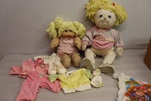 Cabbage Patch Kids Jill Mabelle Born November 1st Blonde wBlue Eyes Doll 1982 Original Appalachian Artworks Coleco Ind. Inc. wBirth Certificate, Clothes and Handmade Jointed Cabbage Patch Look-Alike wStitched Blue Eyes Doll