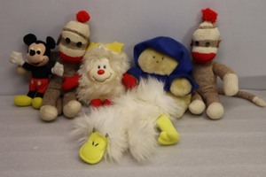 Vintage Plush Toy StuffiesRainbow Brite Twink Sprite, Sock Monkies, Chubbles, Beach Wood Bunch and Mickey