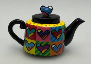 Romero Britto Multi-Hearts Miniature Teapot Figurine 2 12
