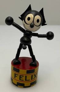 Vintage FELIX The Cat Wooden Push Up Toy Puppet